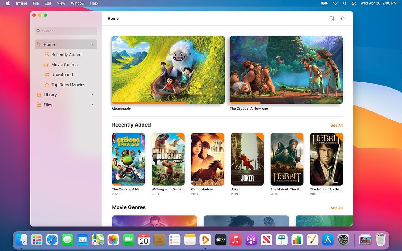 Giao diện Infuse Pro trên macOS