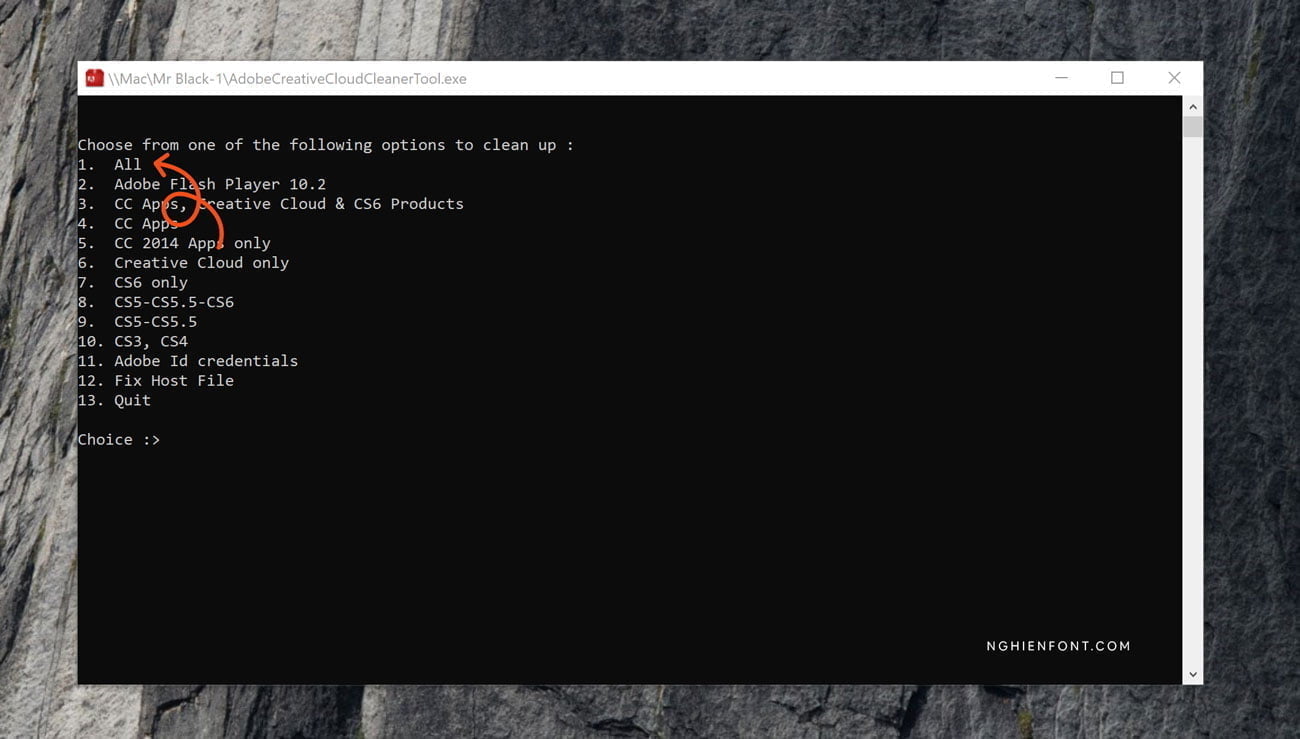 Adobe Creative Cloud Cleaner Windows - Option 1