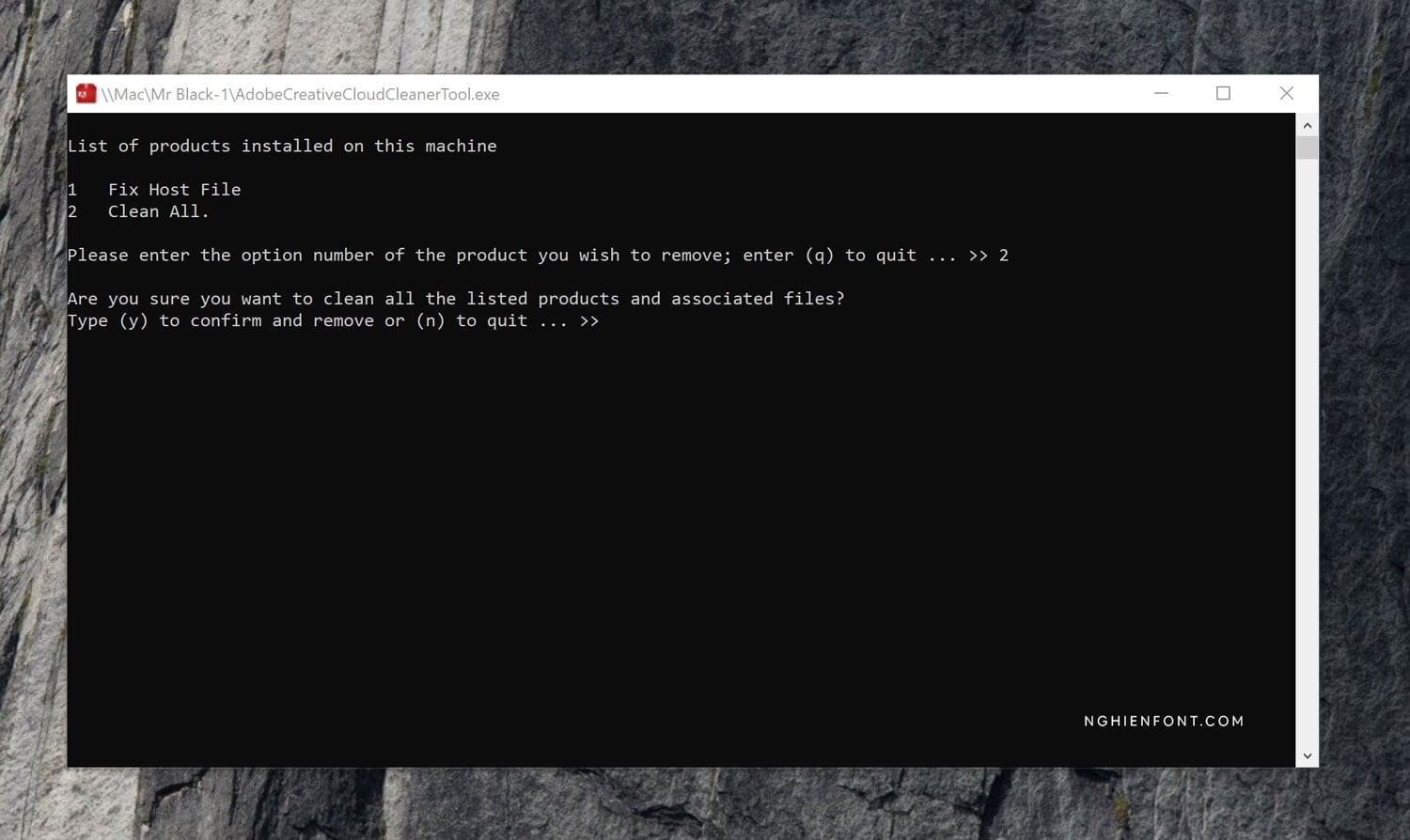 Adobe Creative Cloud Cleaner Windows - Option y