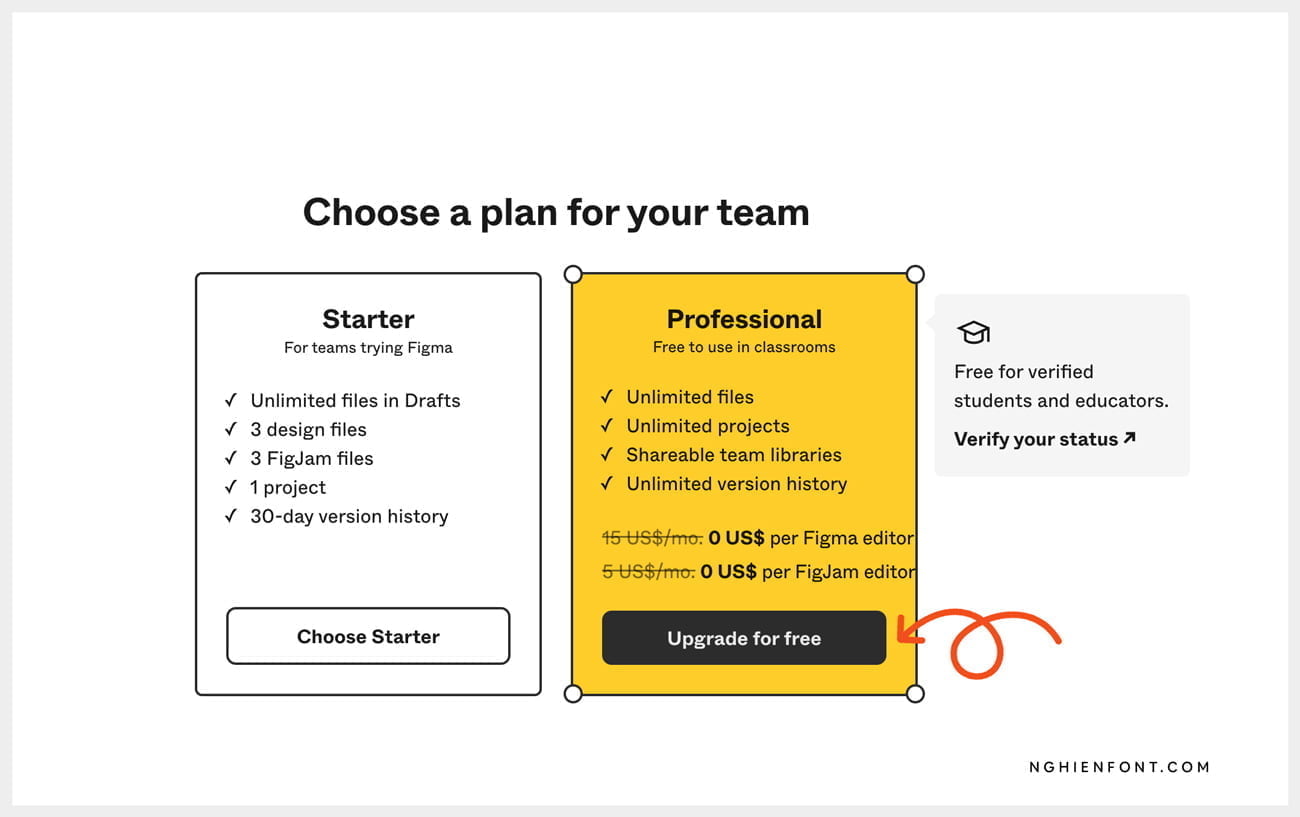Upgrade for free Professional