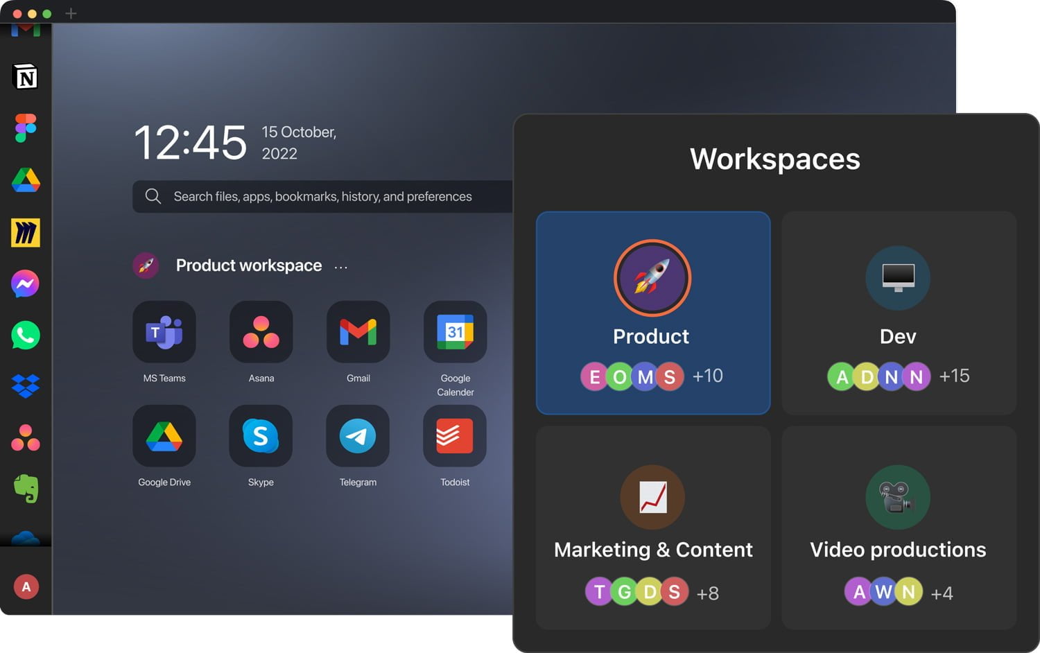 Workspaces sidekick browser