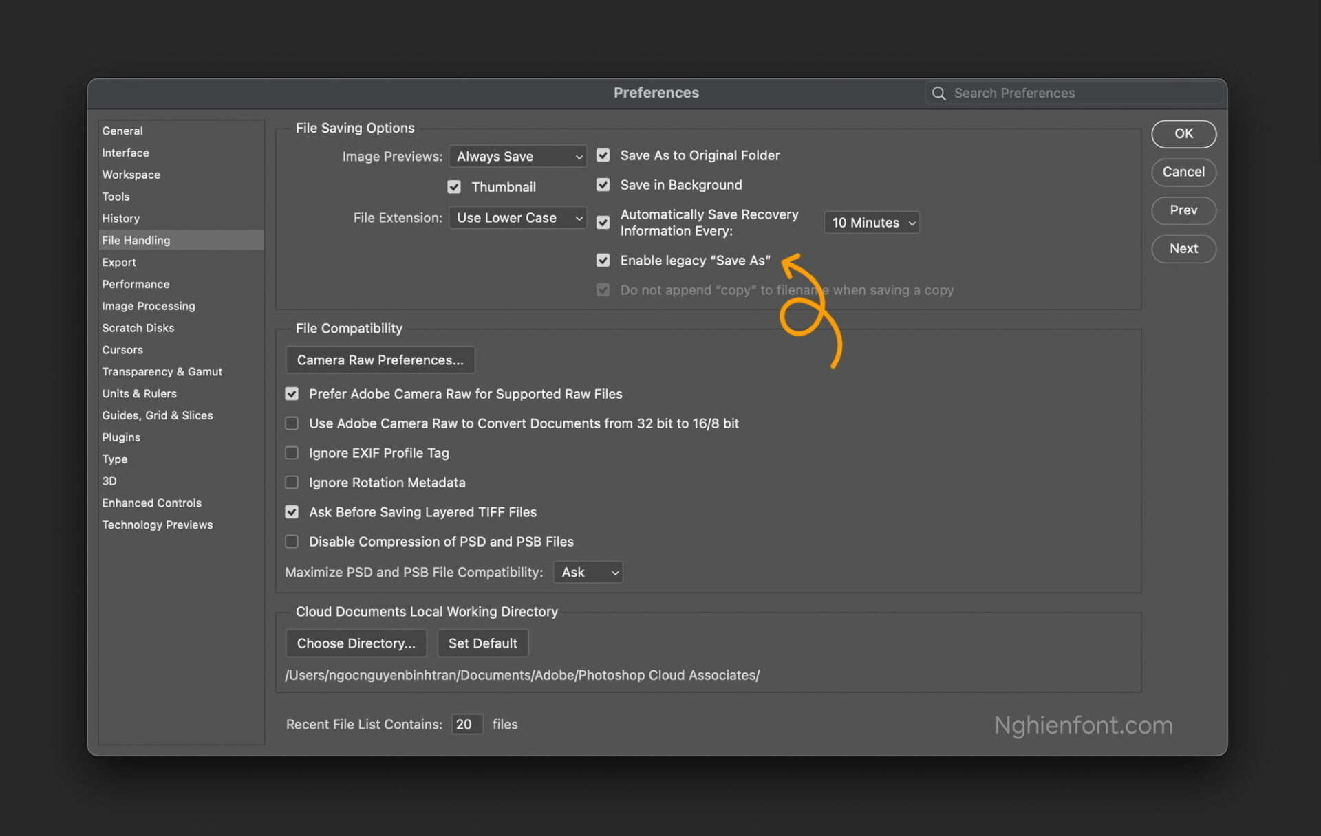 Enable legacy “Save As” Photoshop