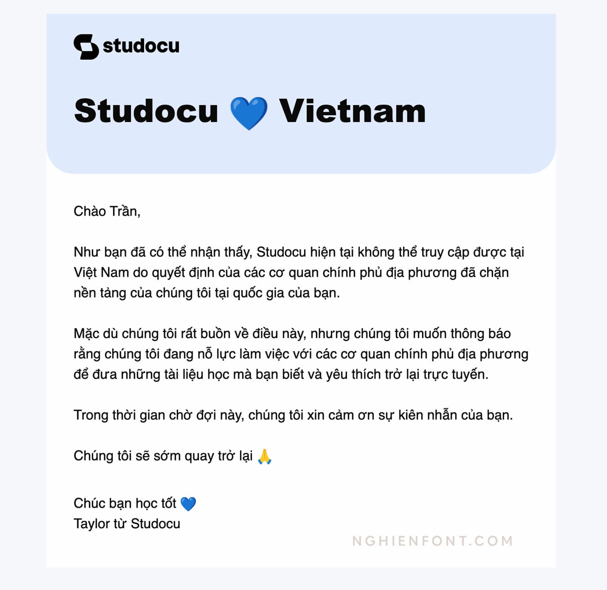 Không truy cập được Studocu