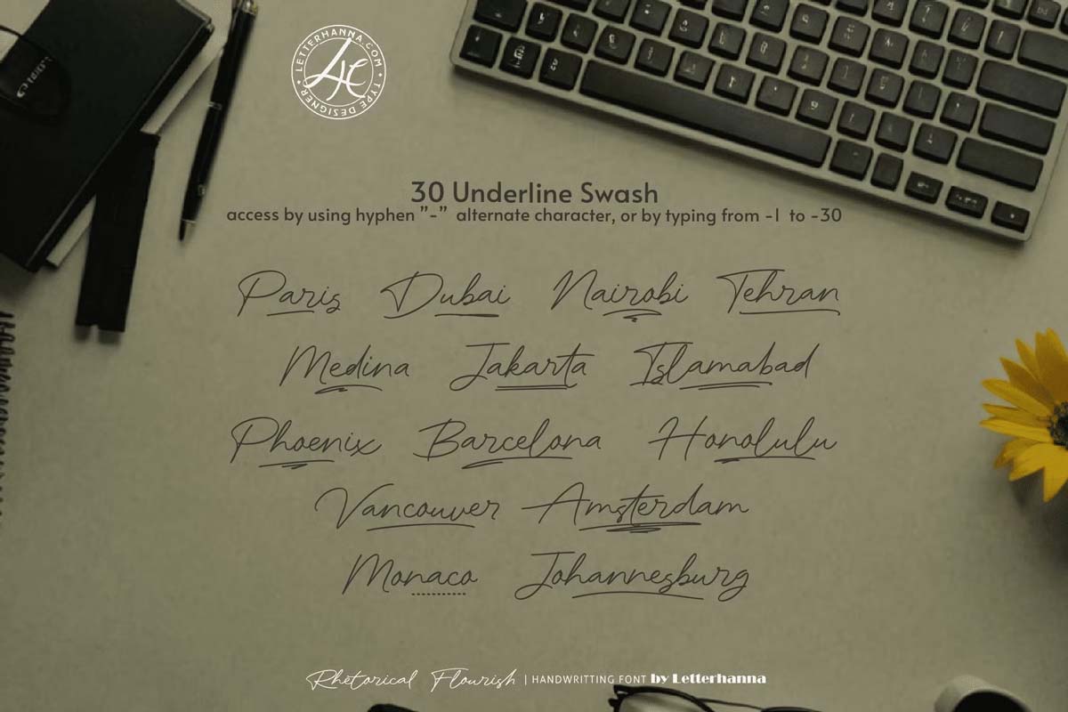 Rhetorical Flourish Font pic2