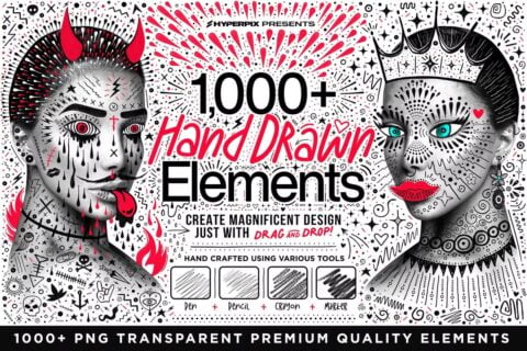 Hyper Hand Drawn 1000 PNG Elements Free Download