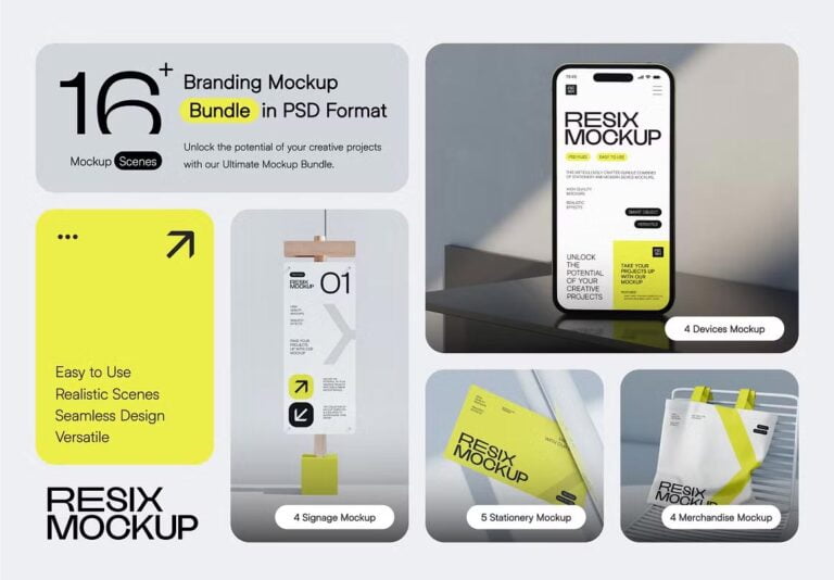 Resix - Clean Style Branding Mockup Bundle 16 Resix Clean Style Branding Mockup Bundle Free Download